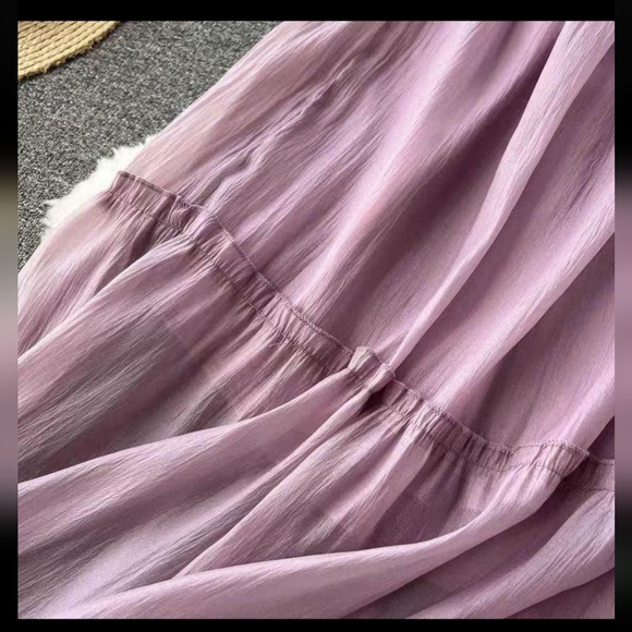 Elegant Off Shoulder Lavender Strapless Chiffon Bow Ruffle Tulle Dress - Picture 4 of 17